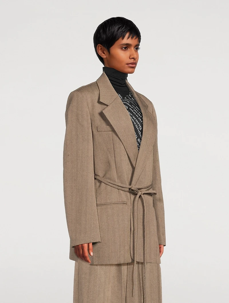 Tie-Waist Wool Blazer