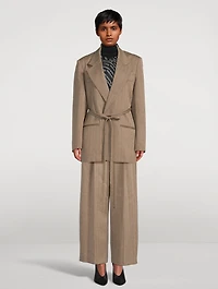 Tie-Waist Wool Blazer