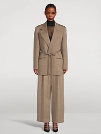 Tie-Waist Wide-Leg Wool Trousers