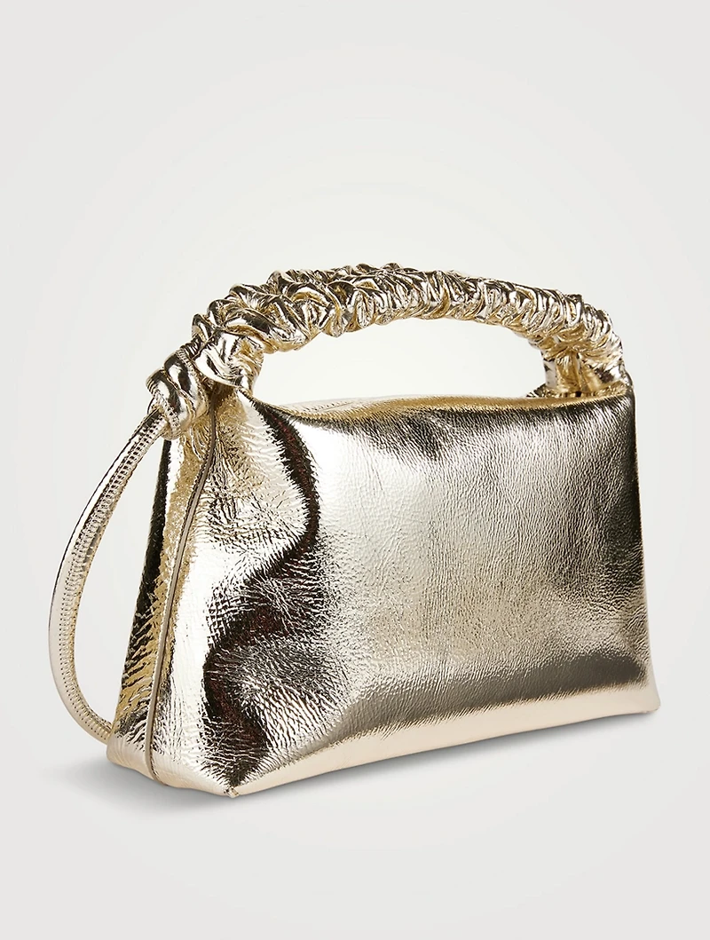 Mini Drawstring Metallic Leather Shoulder Bag