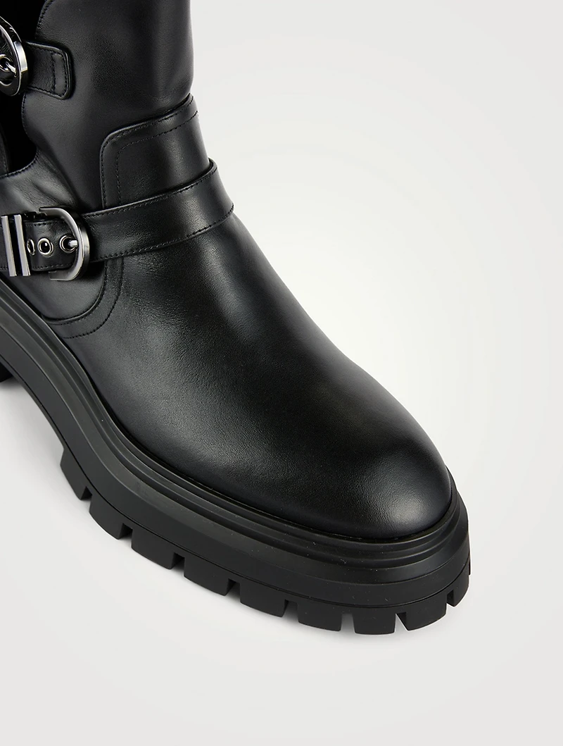 Maverick Cut-Out Leather Combat Boots