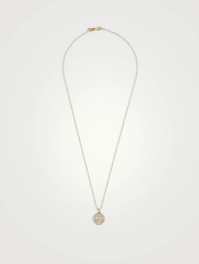 Medium 14K Gold Pavé Diamond Happy Face Necklace