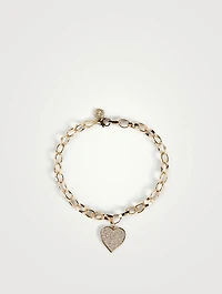 Large 14K Gold Pavé Diamond Heart Bracelet