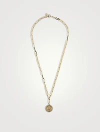 14K Gold Bee Coin Pendant Necklace With Diamonds