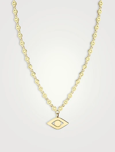 XL 14K Gold Evil Eye Link Necklace With Diamonds