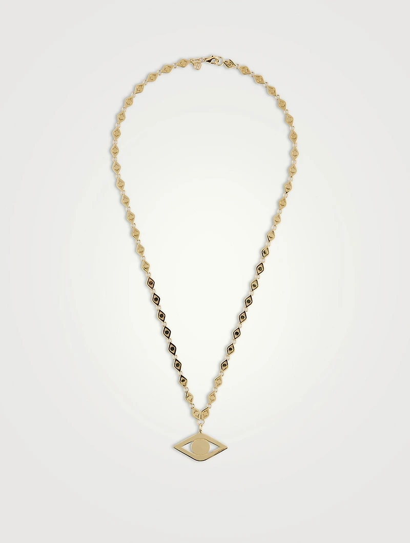 XL 14K Gold Evil Eye Link Necklace With Diamonds