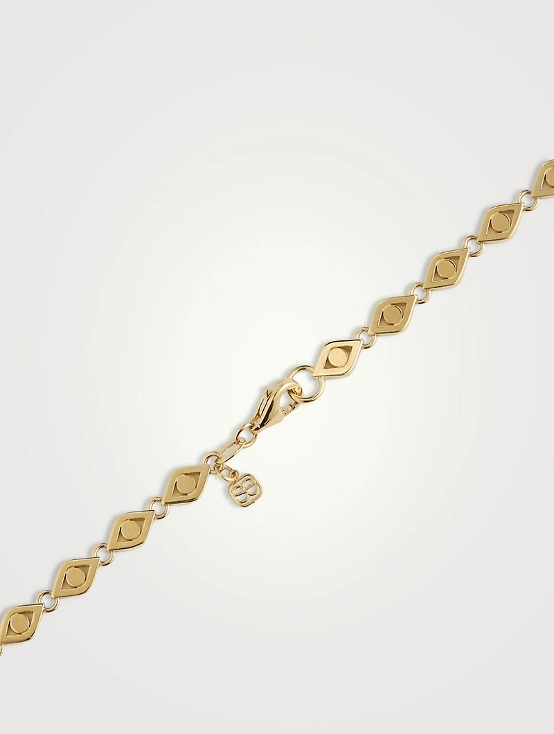 XL 14K Gold Evil Eye Link Necklace With Diamonds