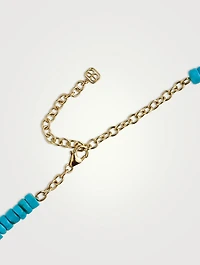 Turquoise Heishi Beaded Necklace With 14K Gold Diamond Rondelles