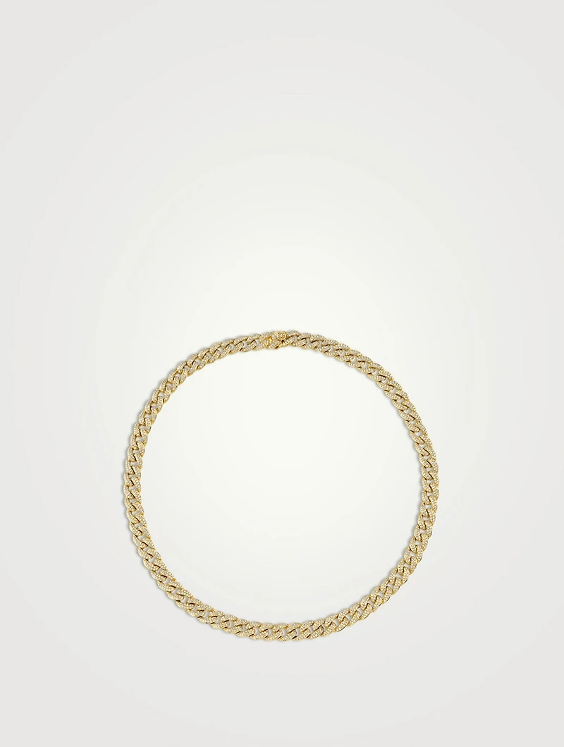 Small 14K Gold Pavé Diamond Link Necklace
