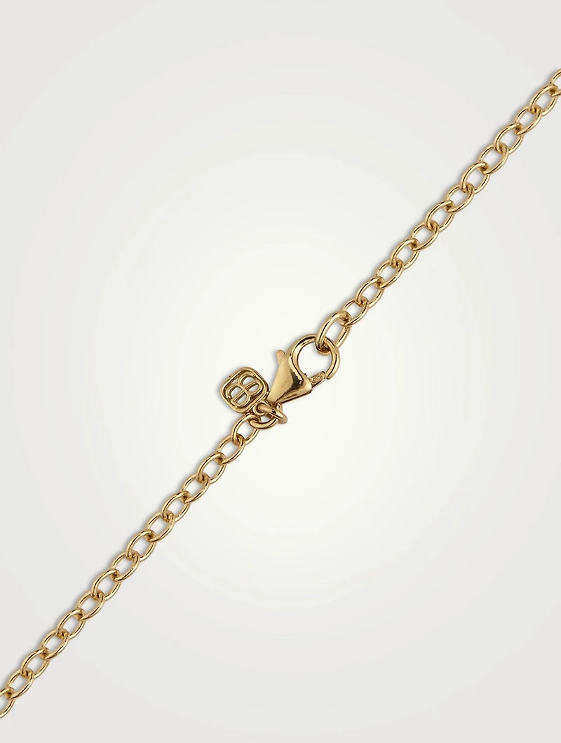 14K Gold 7 Open Icon Charm Necklace Wth Diamonds