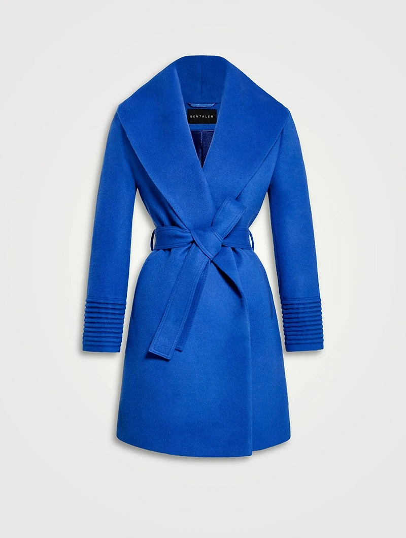 Belted Alpaca Wool Shawl Collar Wrap Coat