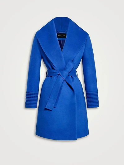 Belted Alpaca Wool Shawl Collar Wrap Coat