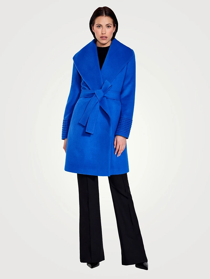 Belted Alpaca Wool Shawl Collar Wrap Coat