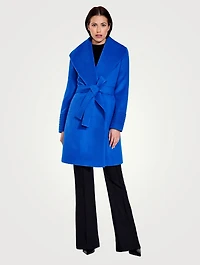 Belted Alpaca Wool Shawl Collar Wrap Coat