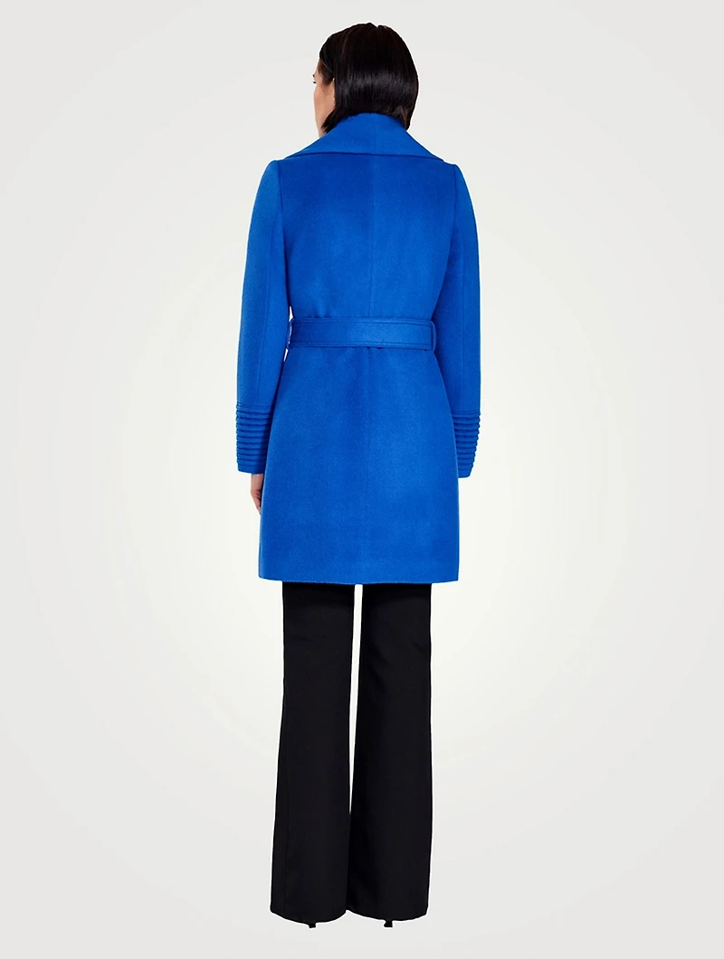 Belted Alpaca Wool Shawl Collar Wrap Coat