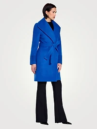 Belted Alpaca Wool Shawl Collar Wrap Coat
