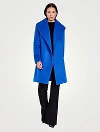 Belted Alpaca Wool Shawl Collar Wrap Coat