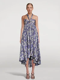 Devi Silk Halter Midi Dress