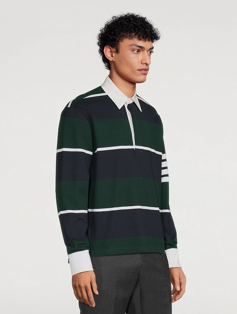 Rugby Stripe Football Oversized Polo