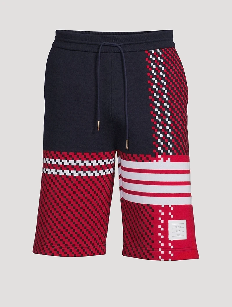 Tartan Check Cotton Jacquard Sweat Shorts