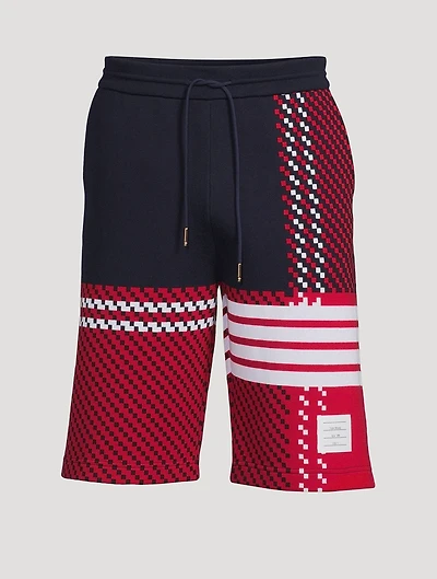 Tartan Check Cotton Jacquard Sweat Shorts