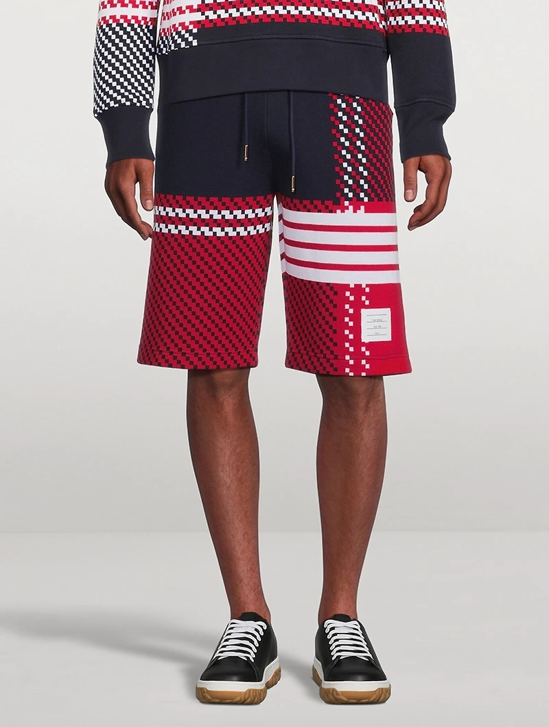 Tartan Check Cotton Jacquard Sweat Shorts