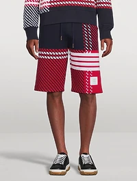 Tartan Check Cotton Jacquard Sweat Shorts