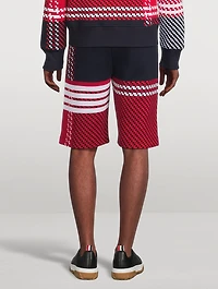 Tartan Check Cotton Jacquard Sweat Shorts
