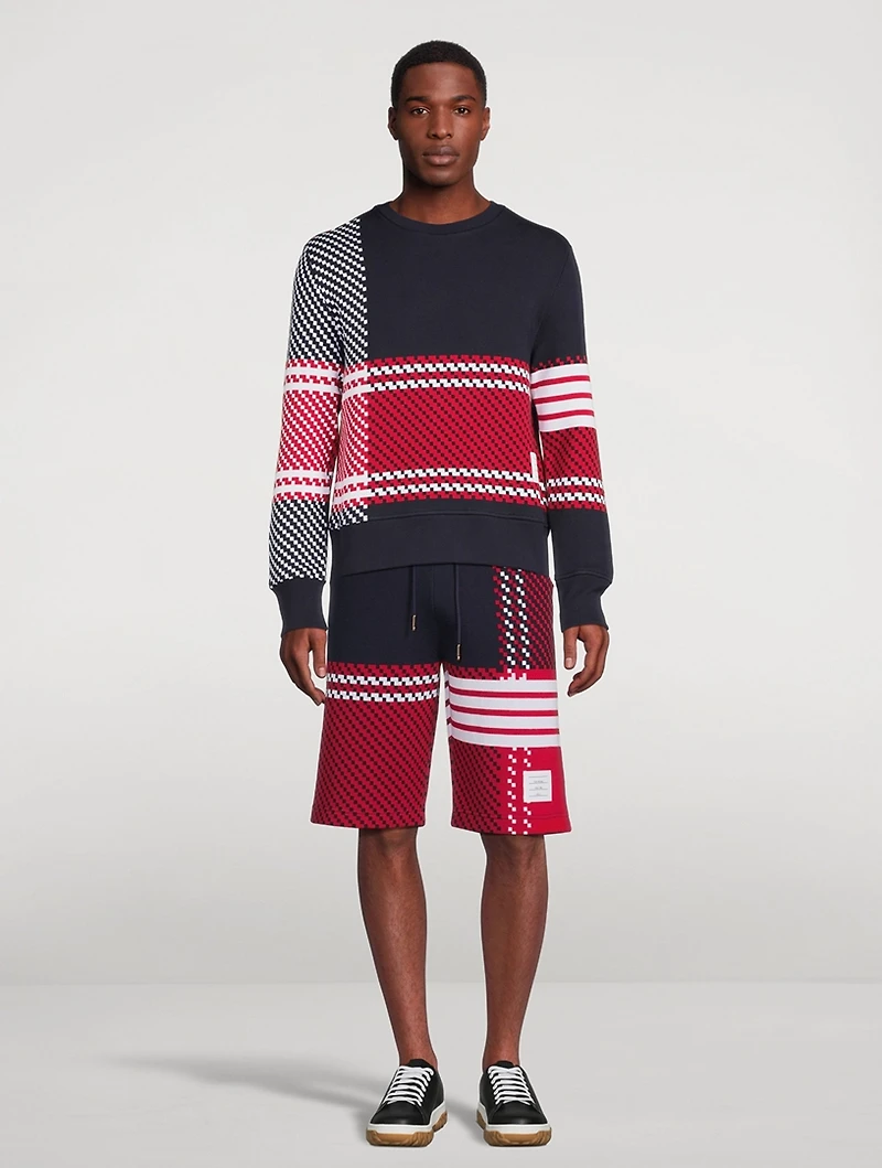 Tartan Check Cotton Jacquard Sweat Shorts