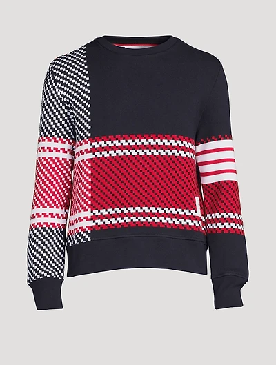 Tartan Check Cotton Jacquard Sweatshirt