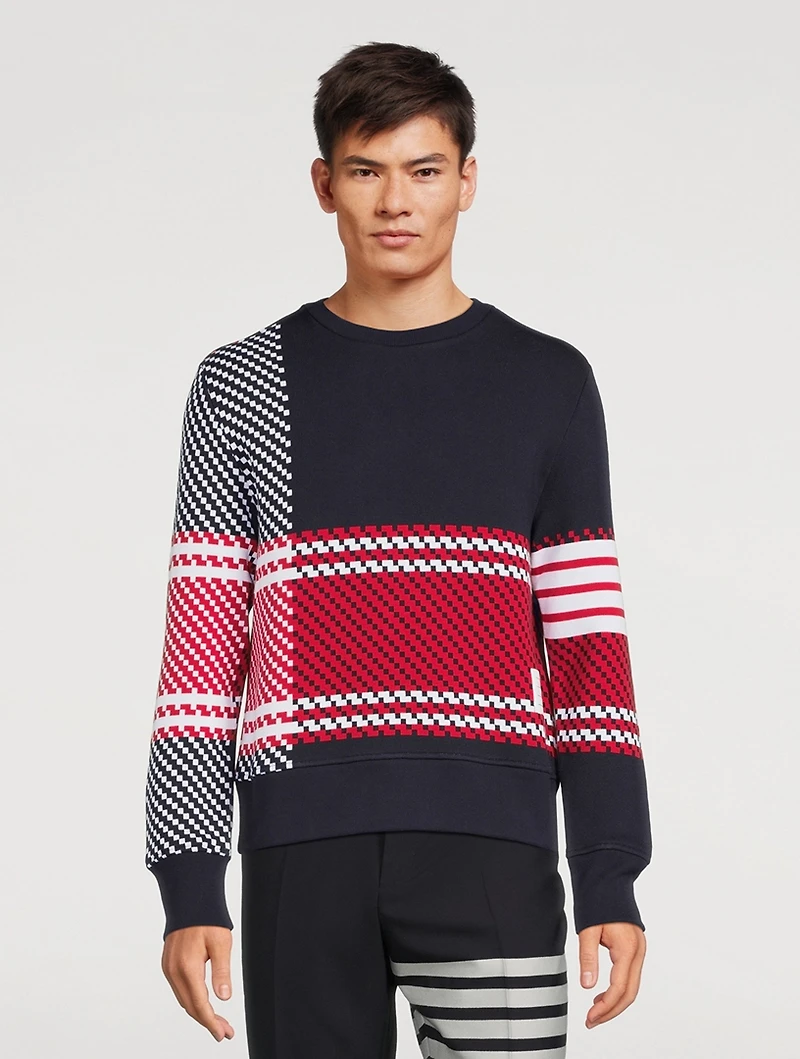 Tartan Check Cotton Jacquard Sweatshirt