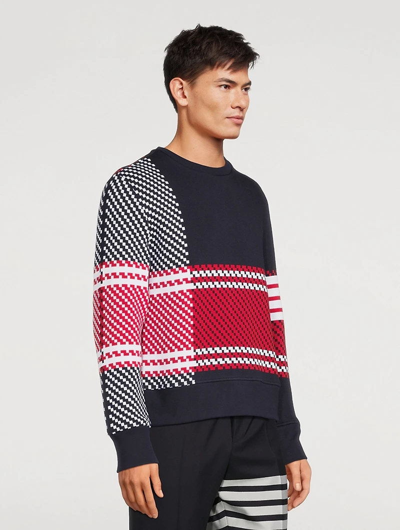 Tartan Check Cotton Jacquard Sweatshirt
