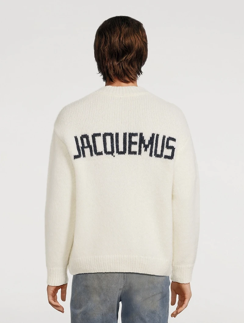 La Maille Pavane Jacquard Logo Sweater