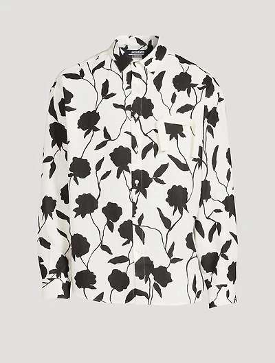 La Chemise Simon Linen Shirt Rose Print