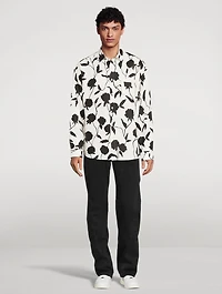 La Chemise Simon Linen Shirt Rose Print