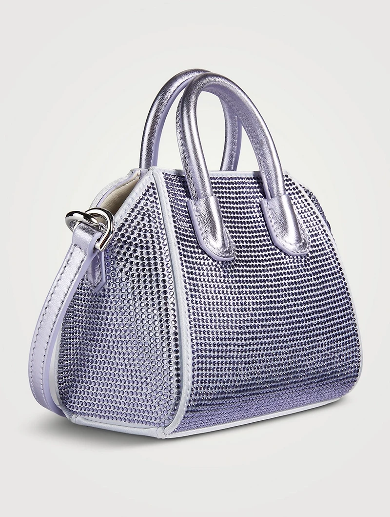 Micro Antigona Crystal-Embellished Satin Bag