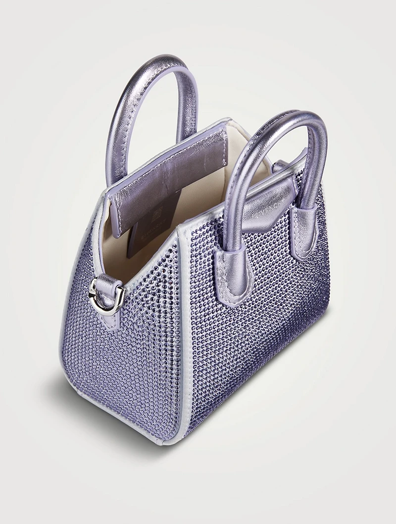 Micro Antigona Crystal-Embellished Satin Bag
