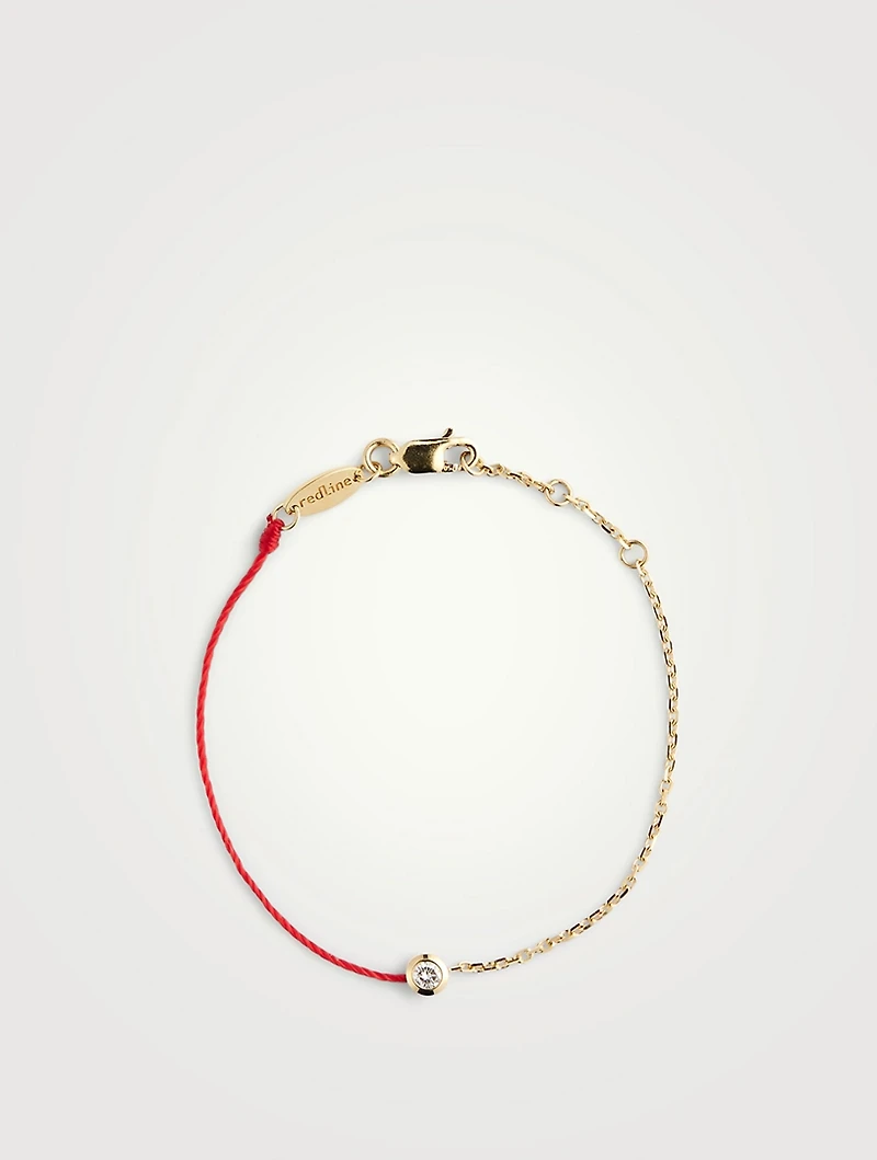 Kids Pure 18K Gold String-Chain Bracelet With Diamond