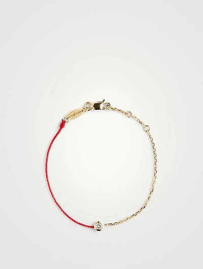 Kids Pure 18K Gold String-Chain Bracelet With Diamond
