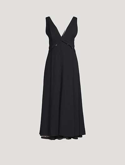 Convertible Crepe Midi Dress