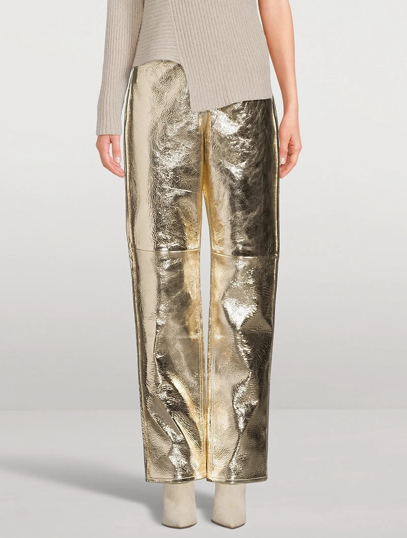 Metallic Leather Trousers