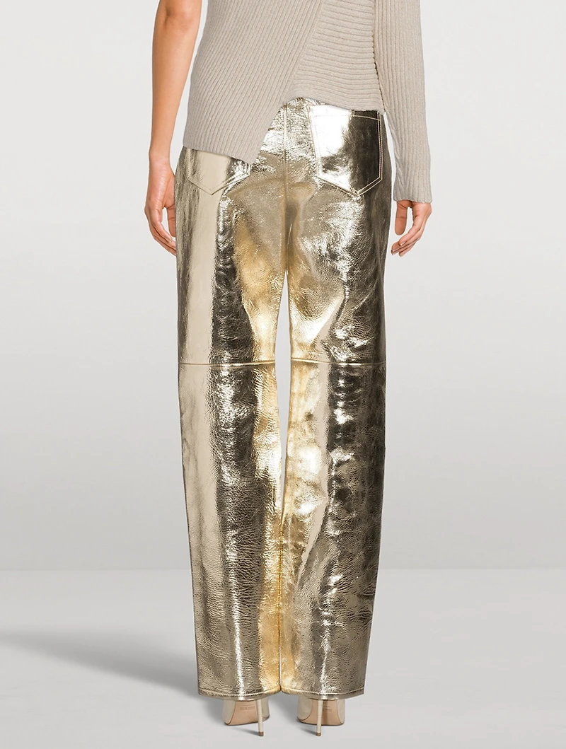 Metallic Leather Trousers