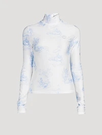 Jersey Turtleneck Top Toile de Jouy Print