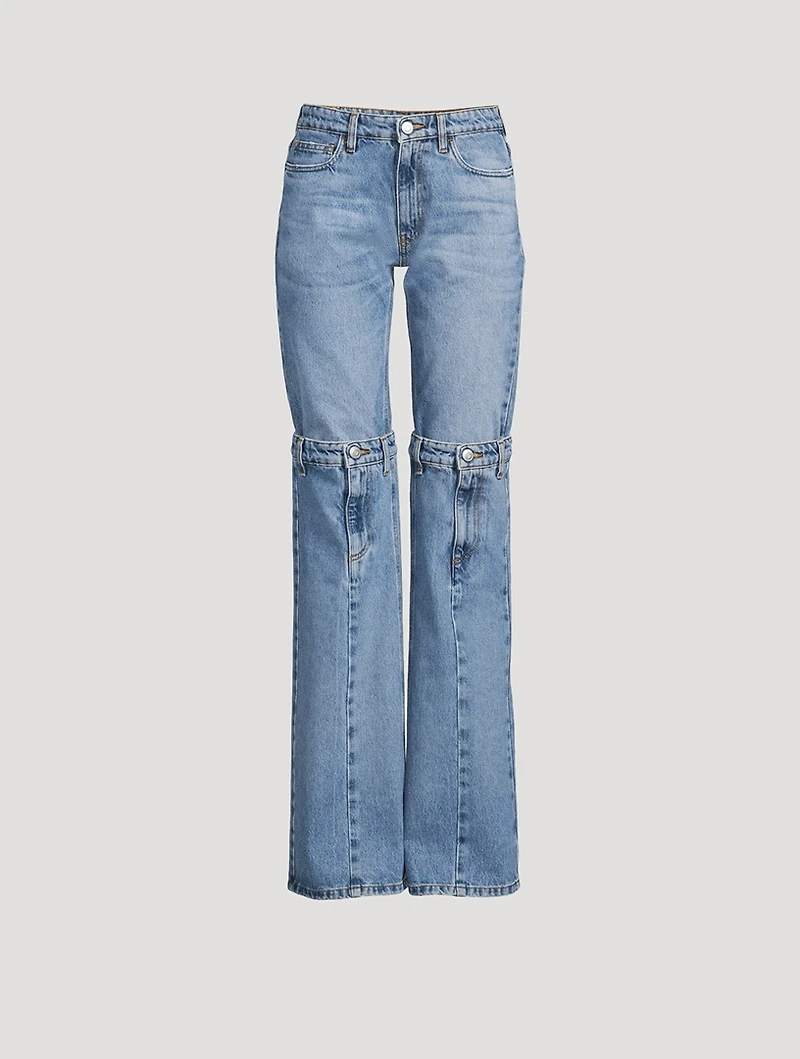 Open-Knee Straight-Leg Jeans