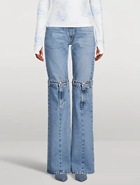 Open-Knee Straight-Leg Jeans