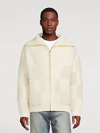 Wool Checked Boucle Cardigan