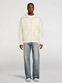 Wool Checked Boucle Cardigan