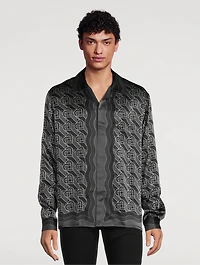 Silk Shirt Heart Monogram Print