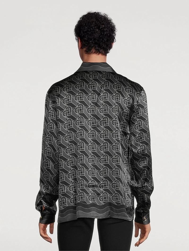 Silk Shirt Heart Monogram Print