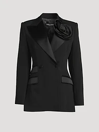 Floral Appliqué Tuxedo Jacket